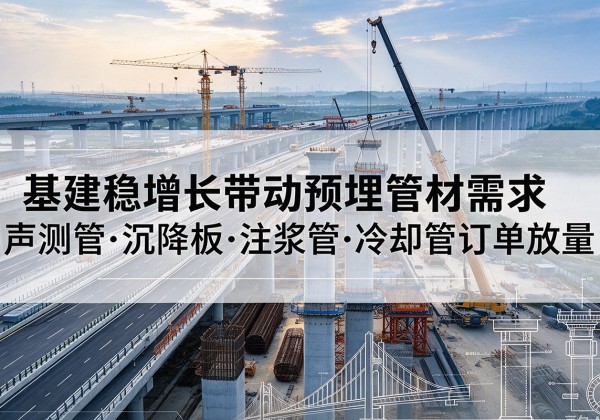 北海基建稳增长带动预埋监测管材需求，声测管、沉降板、注浆管订单持续放量